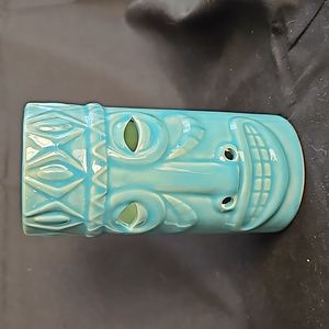 Blue Ceramic Tiki Candleholder